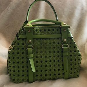 Gorgeous green leather Francesco Biasia Handbag